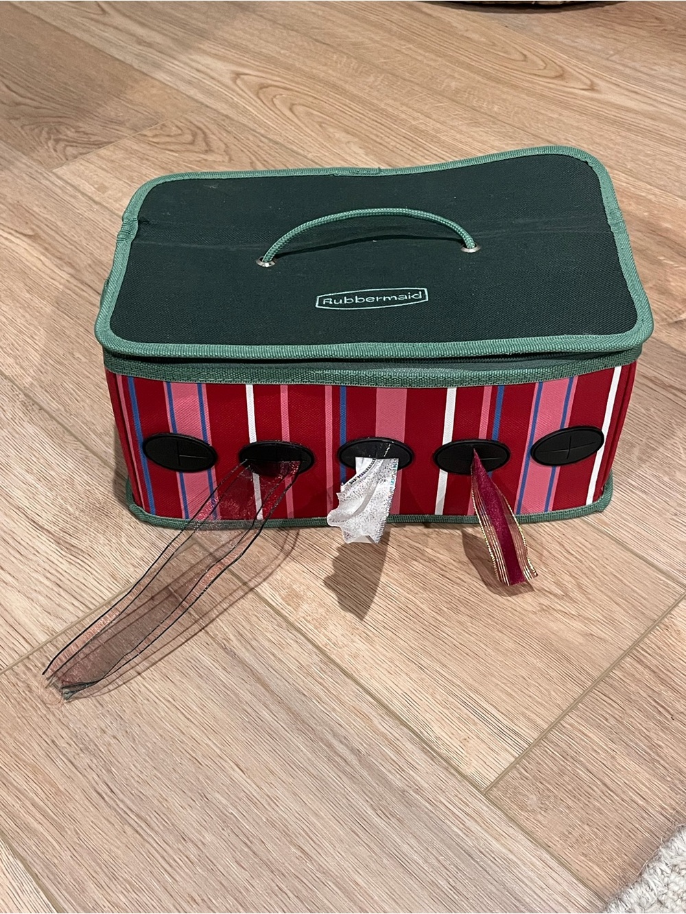 Rubbermaid Red and Green Ribbon Storage Box